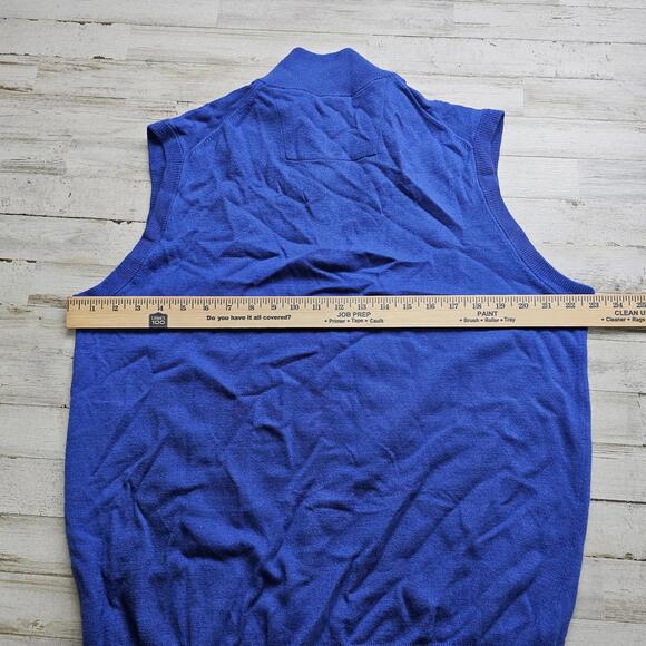 Southern Tide Sweater Vest Men's L Blue Viscose Wood Blend 1/4 Zip Pullover - Picture 6 of 6